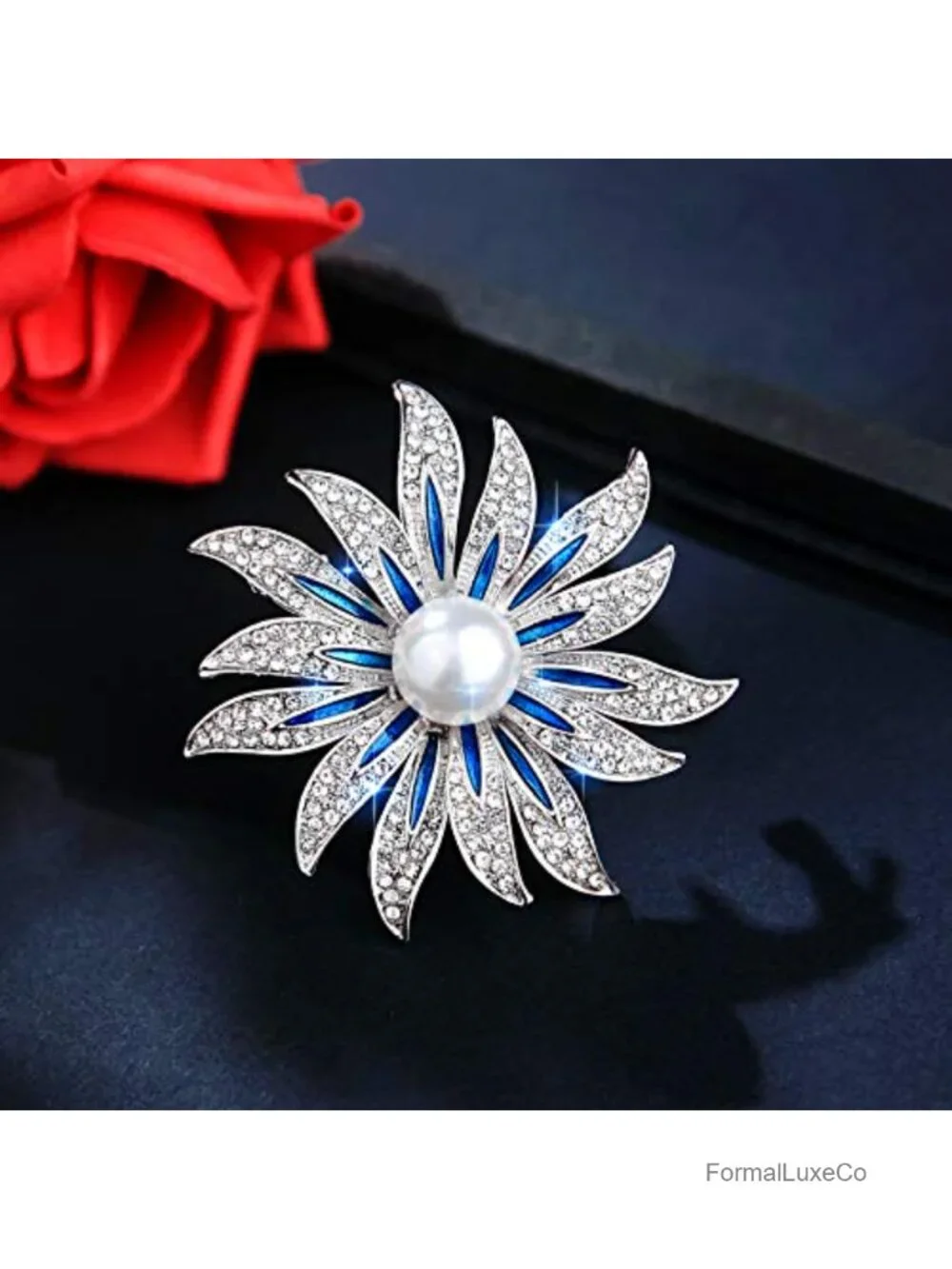 Crystal Rhinestone Flower Brooch Pin for Women Clothing Bag Hat Shawl